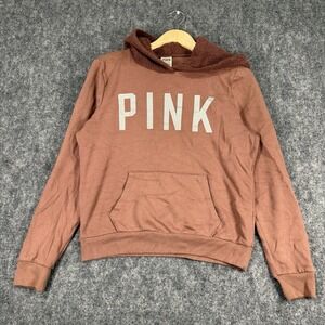 Victoria's Secret PINK Hoodie Womens S Brown Sherpa Lined‎ Pullover Sweatshirt